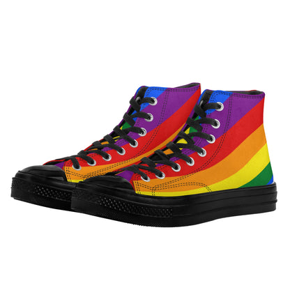 Rainbow Pride Collection - Womens Classic Black High Top Canvas Shoes for the LGBTQIA+ community