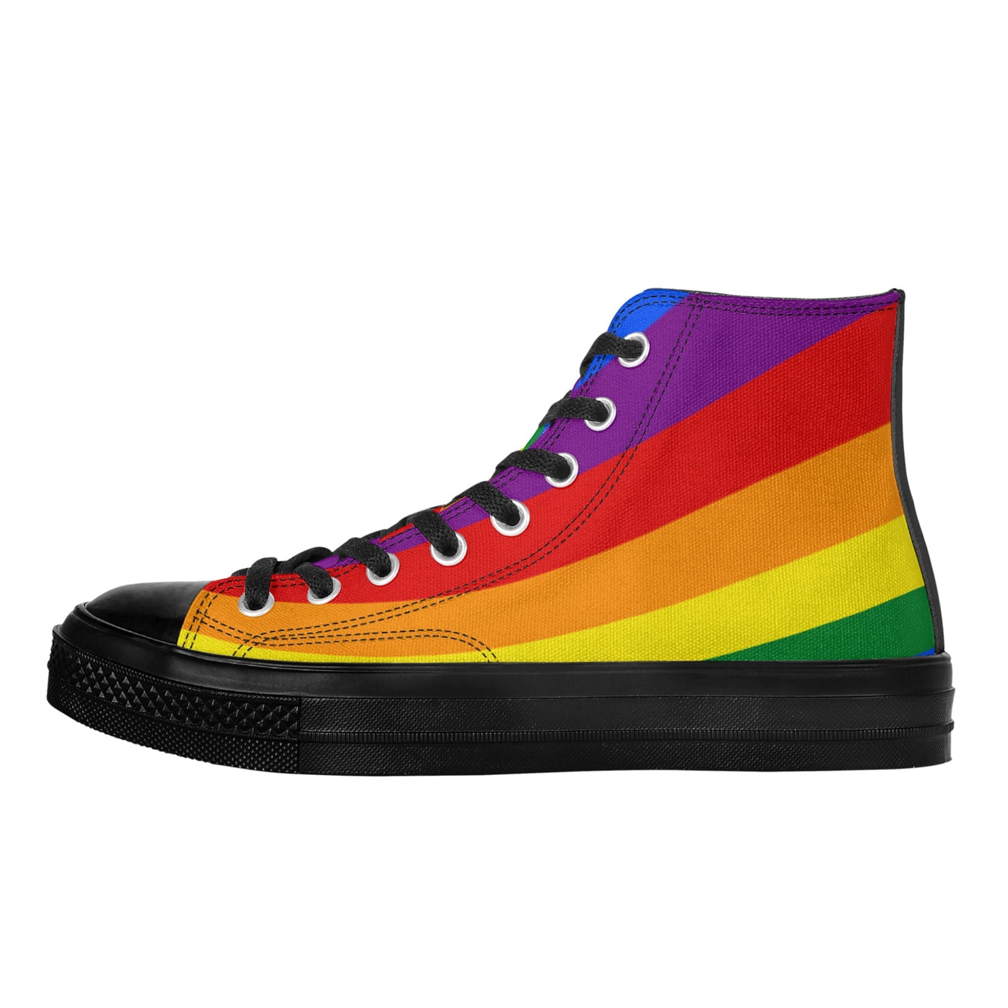 Rainbow Pride Collection - Mens Classic Black High Top Canvas Shoes for the LGBTQIA+ community