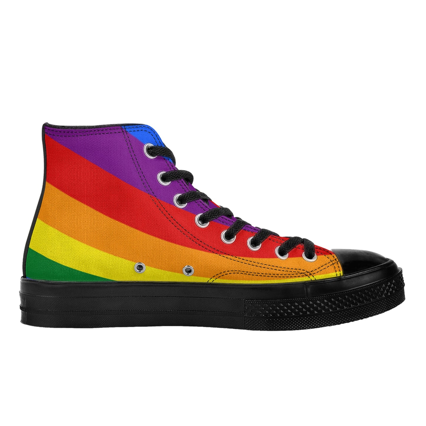 Rainbow Pride Collection - Mens Classic Black High Top Canvas Shoes for the LGBTQIA+ community