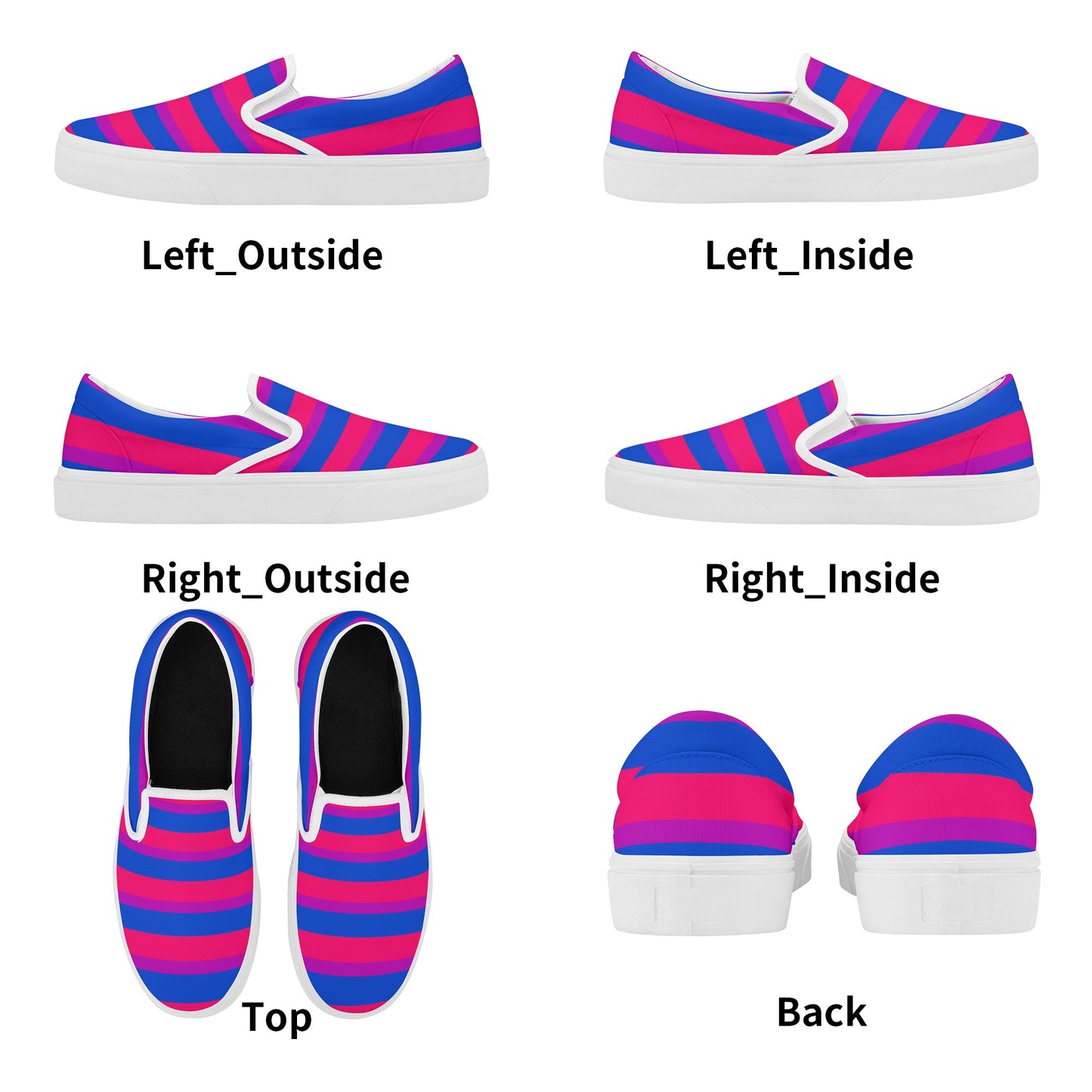 LGBTQIA+ Community, Bisexual Pride - Womens Slip-On Awareness & Inclusive Shoes