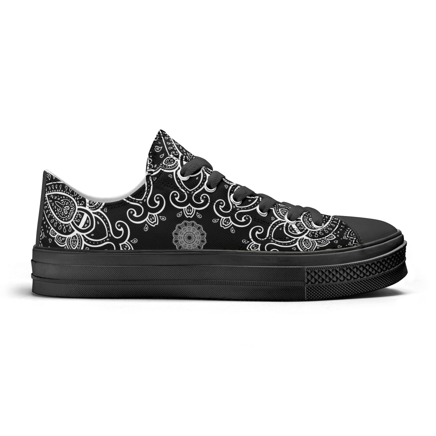 Black & White Abstract Design Pattern - Womens Classic Low Top Canvas Shoes for Footwear Lovers