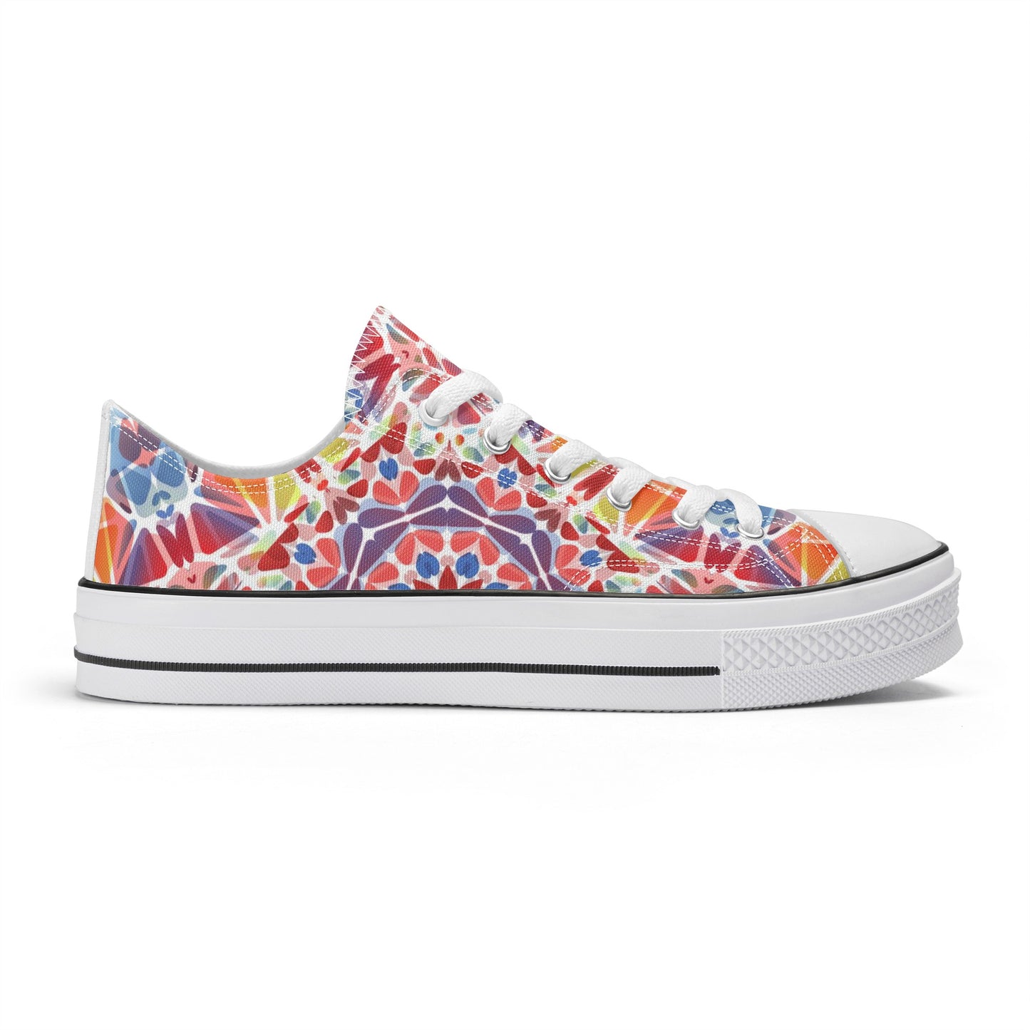 Purple, Orange and Blue Mandala Pattern - Mens Classic Low Top Canvas Shoes for Footwear Lovers