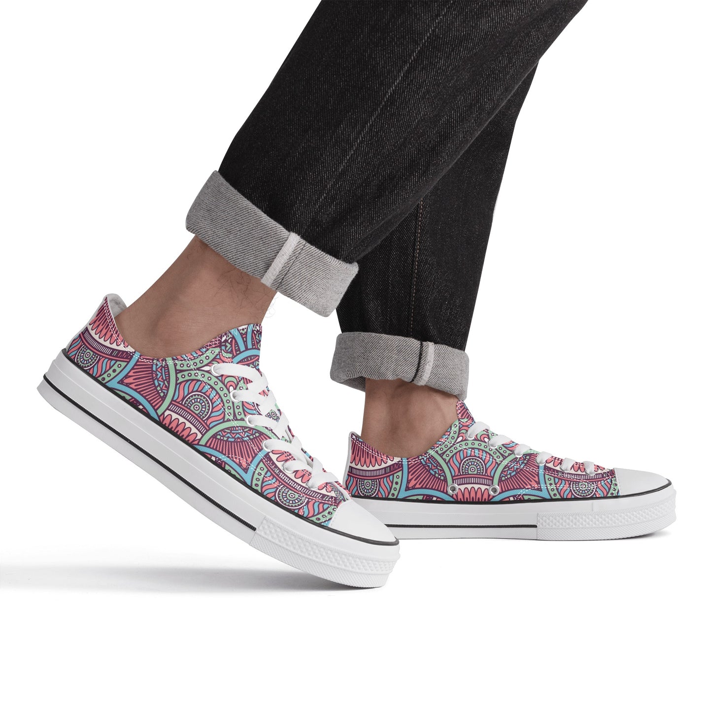Colorful Mandala Pattern - Mens Classic Low Top Canvas Shoes for Footwear Lovers