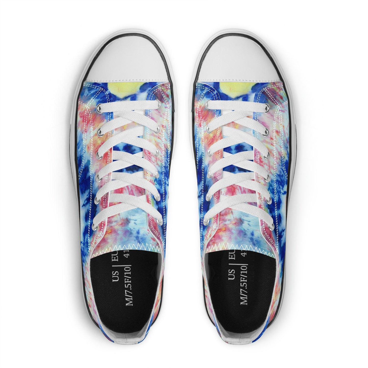 Blue and Red Tie Dye Pattern - Womens Classic Low Top Canvas Shoes for Footwear Lovers