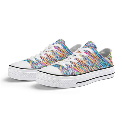 Colorful Herringbone Pattern - Womens Classic Low Top Canvas Shoes for Footwear Lovers
