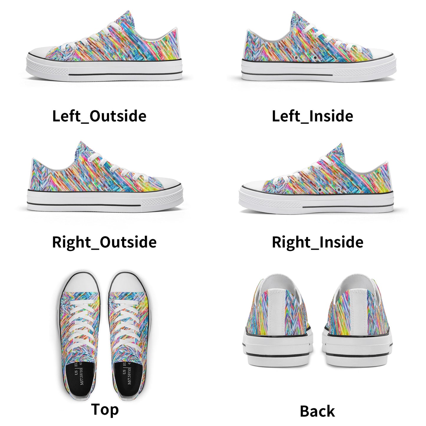 Colorful Herringbone Pattern - Mens Classic Low Top Canvas Shoes for Footwear Lovers