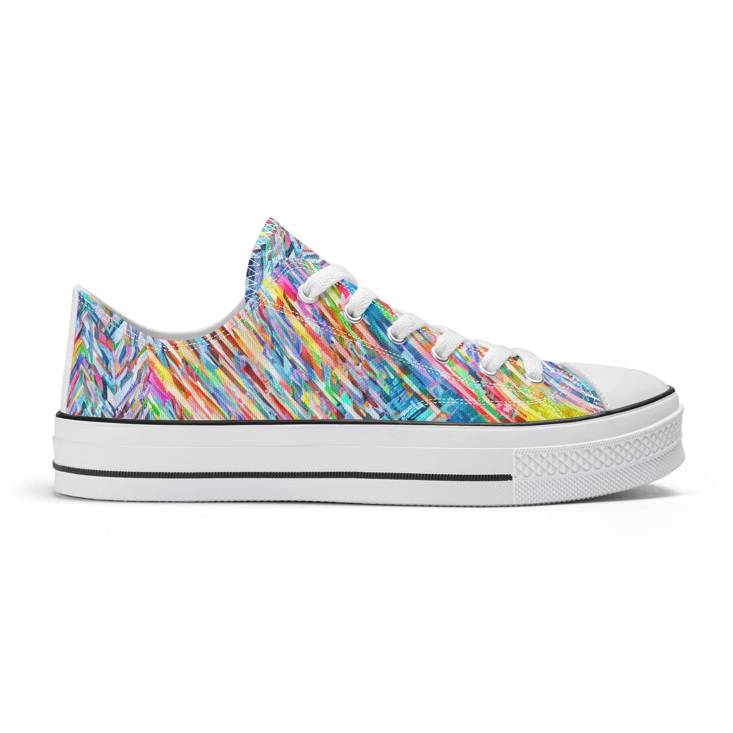 Colorful Herringbone Pattern - Mens Classic Low Top Canvas Shoes for Footwear Lovers