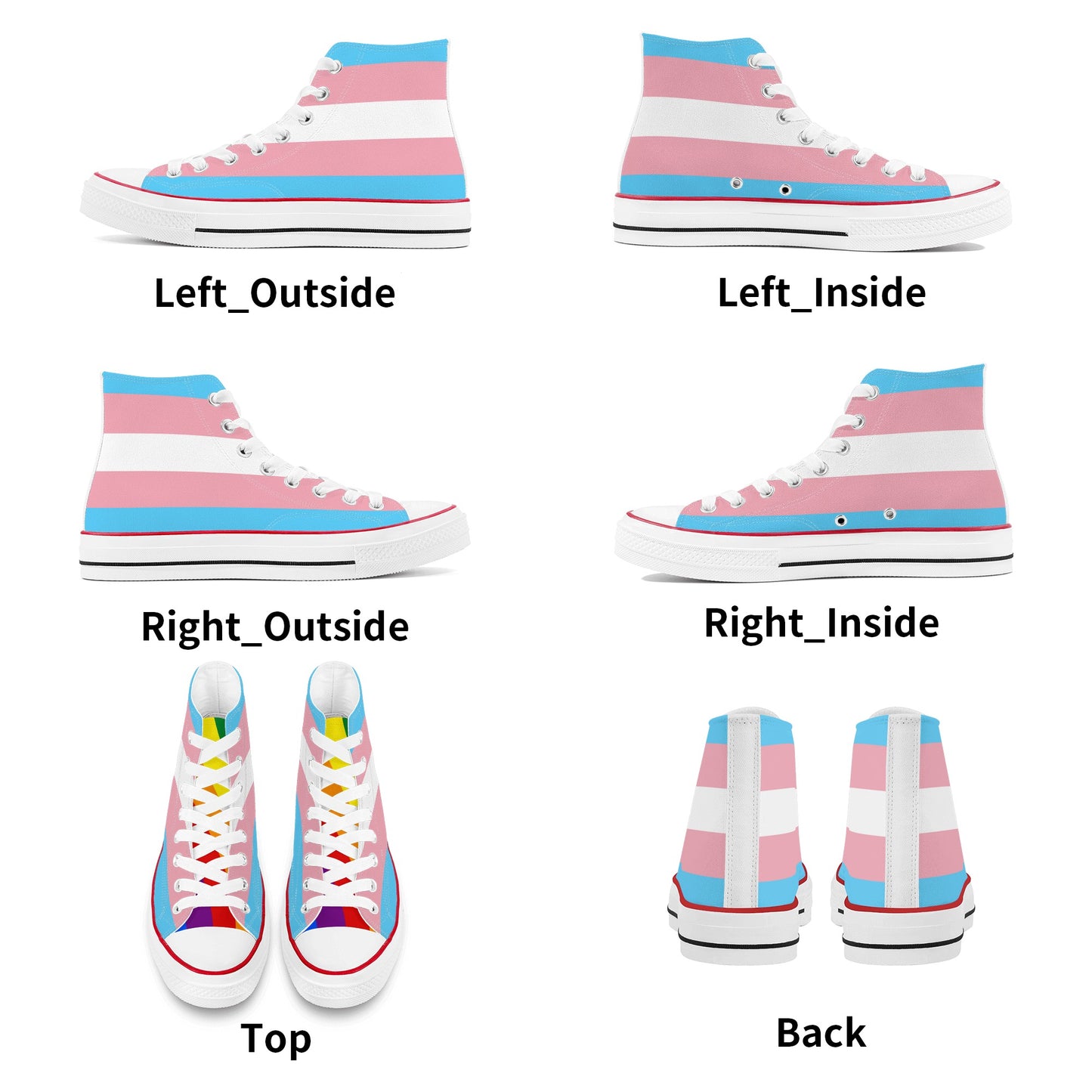 Transgender Pride Collection - Mens Classic High Top Canvas Shoes for the LGBTQIA+ community