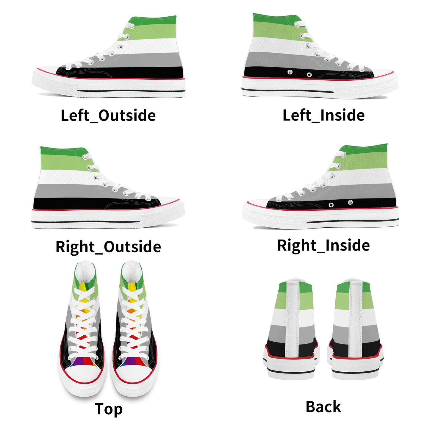 Aromantic Pride Collection - Mens Classic High Top Canvas Shoes for the LGBTQIA+ community
