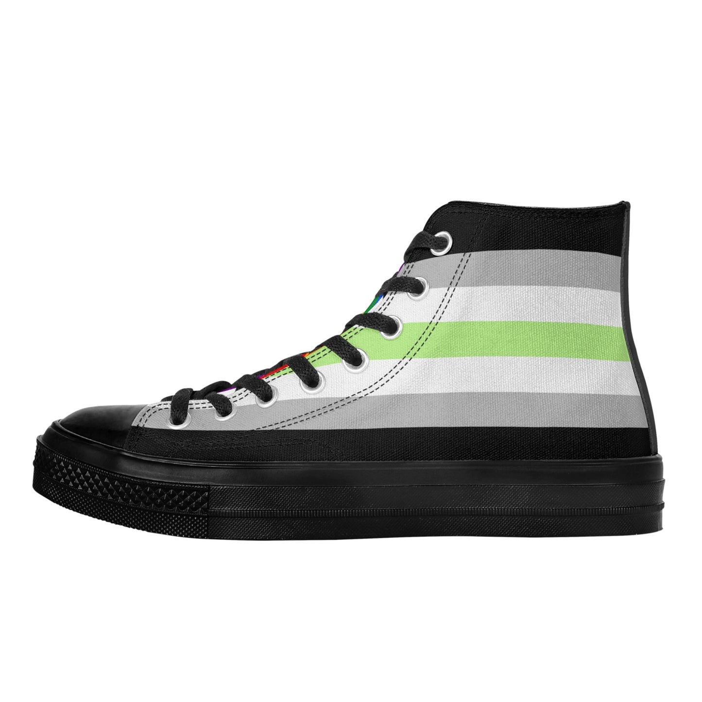 Agender Pride Collection - Womens Classic Black High Top Canvas Shoes for the LGBTQIA+ community