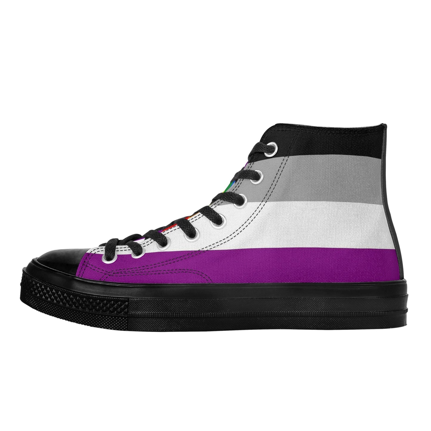 Asexual Pride Collection - Mens Classic Black High Top Canvas Shoes for the LGBTQIA+ community