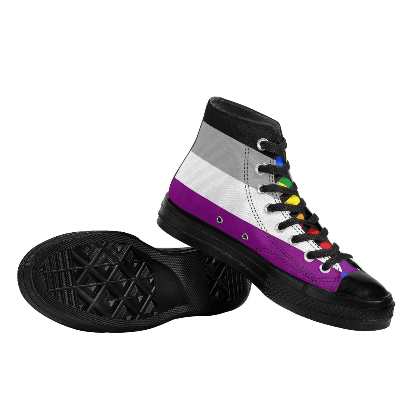 Asexual Pride Collection - Womens Classic Black High Top Canvas Shoes for the LGBTQIA+ community