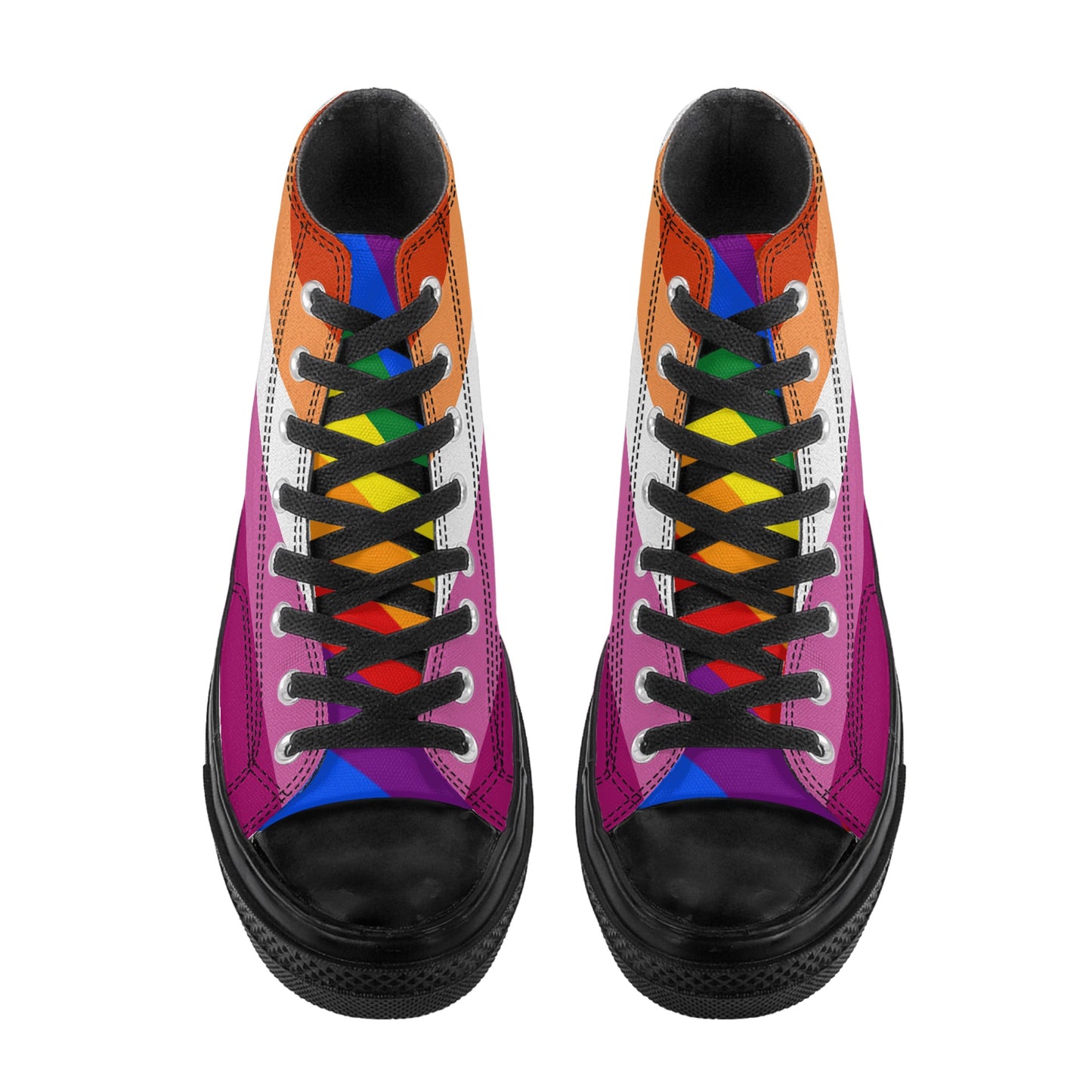 Lesbian Pride Collection - Womens Classic Black High Top Canvas Shoes for the LGBTQIA+ community