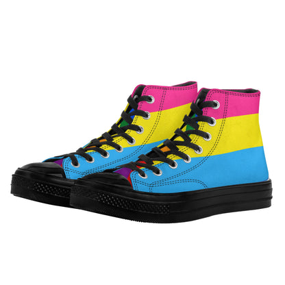 Pansexual Pride Collection - Womens Classic Black High Top Canvas Shoes for the LGBTQIA+ community