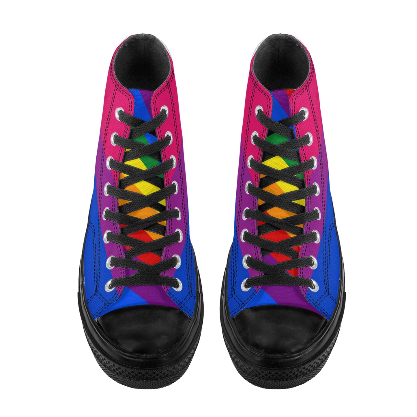Bisexual Pride Collection - Womens Classic Black High Top Canvas Shoes for the LGBTQIA+ community
