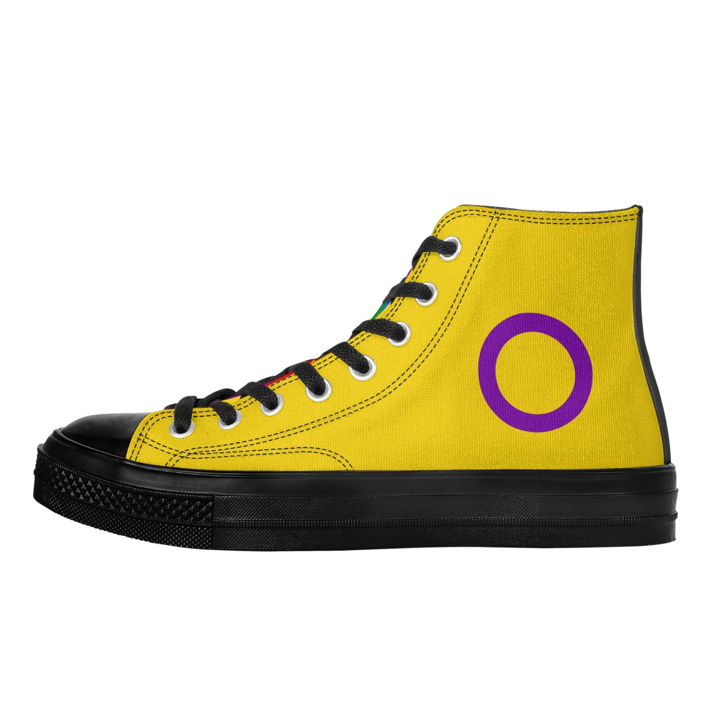 Intersex Pride Collection - Womens Classic Black High Top Canvas Shoes for the LGBTQIA+ community