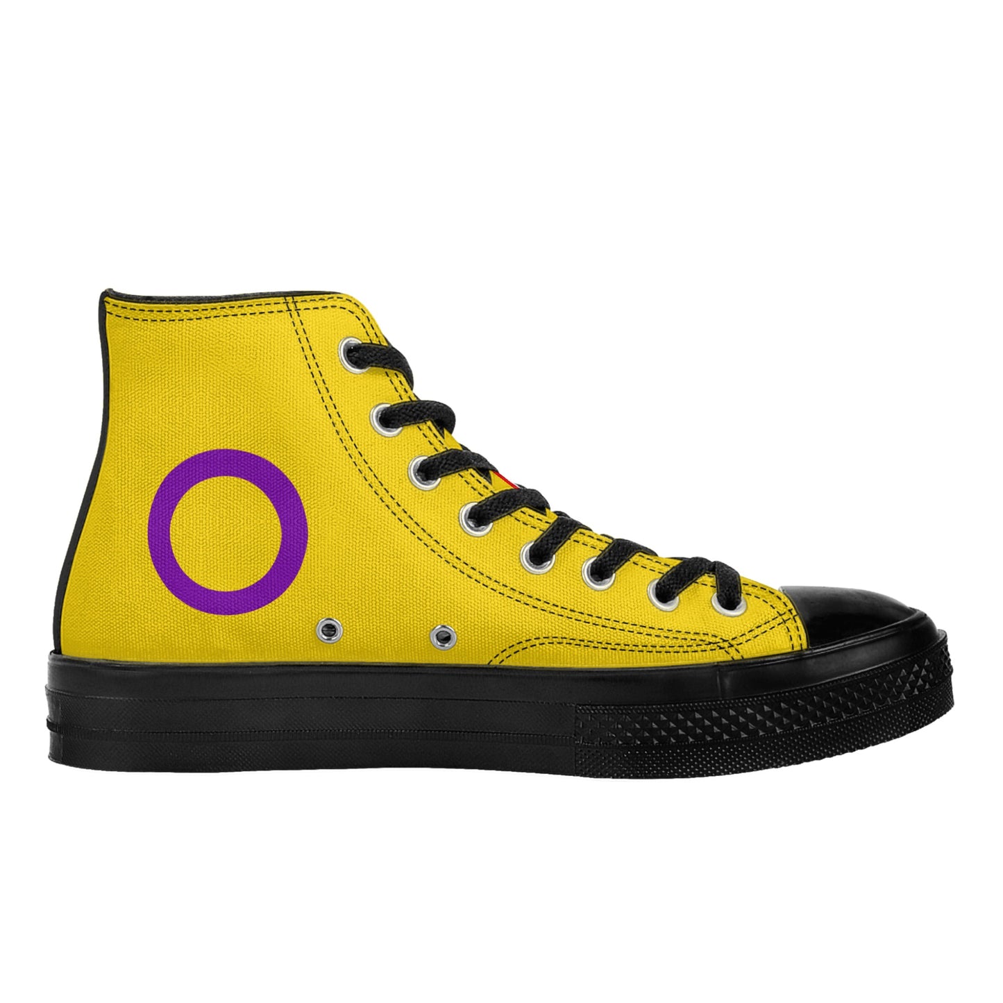 Intersex Pride Collection - Womens Classic Black High Top Canvas Shoes for the LGBTQIA+ community