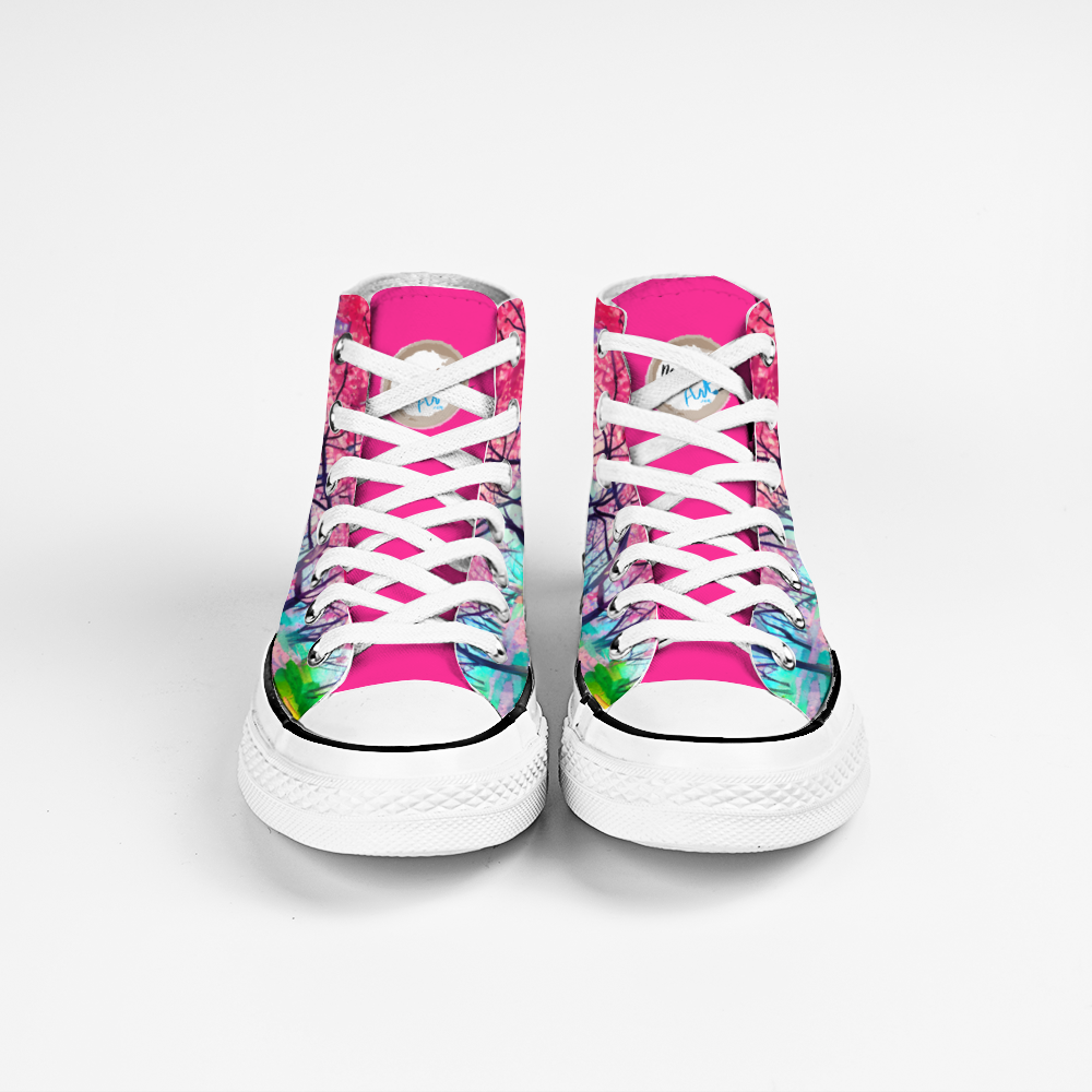 Cherry Blossom Flowers Collection - Classic Unisex High Top Canvas Sneakers