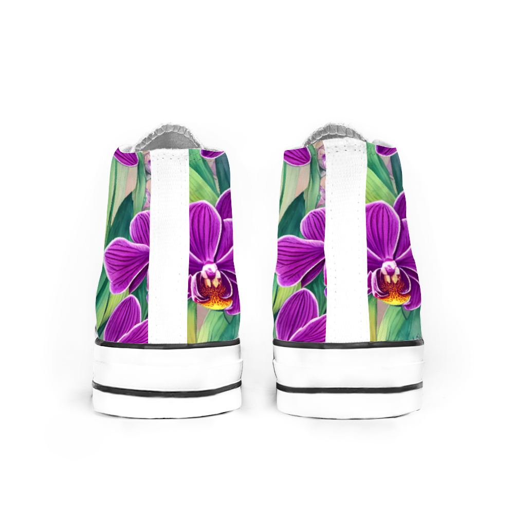 Orchid Flowers Collection - Classic Unisex High Top Canvas Sneakers