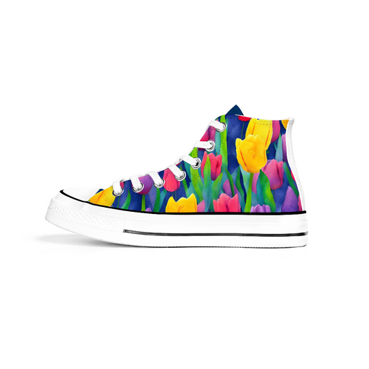 Tulip Flowers Collection - Classic Unisex High Top Canvas Sneakers