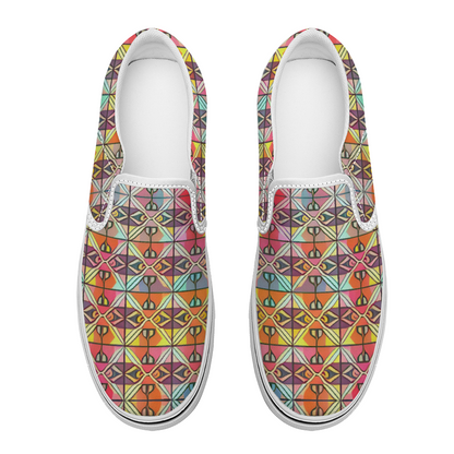 Checkered Pattern Collection - Unisex Slip-On Canvas Sneakers