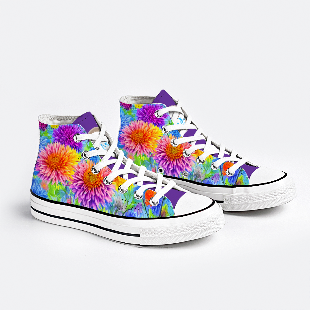 Chrysanthemum Flowers Collection Classic Unisex High Top Canvas Sneakers