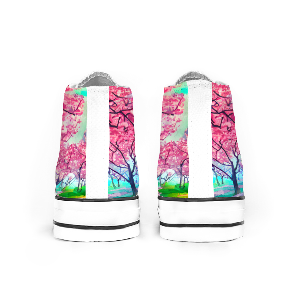 Cherry Blossom Flowers Collection - Classic Unisex High Top Canvas Sneakers
