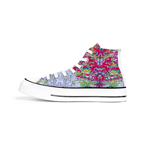 Pixel Pattern Collection - Classic  Unisex High Top Canvas Sneakers