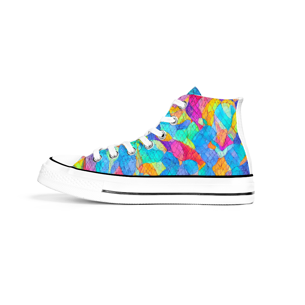 Lattice Pattern Collection - Classic Unisex High Top Canvas Sneakers