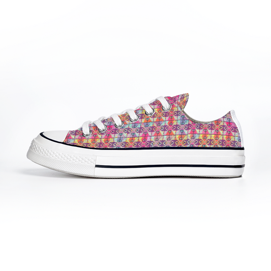 Checkered Pattern Collection - Unisex Low Top Canvas Shoes