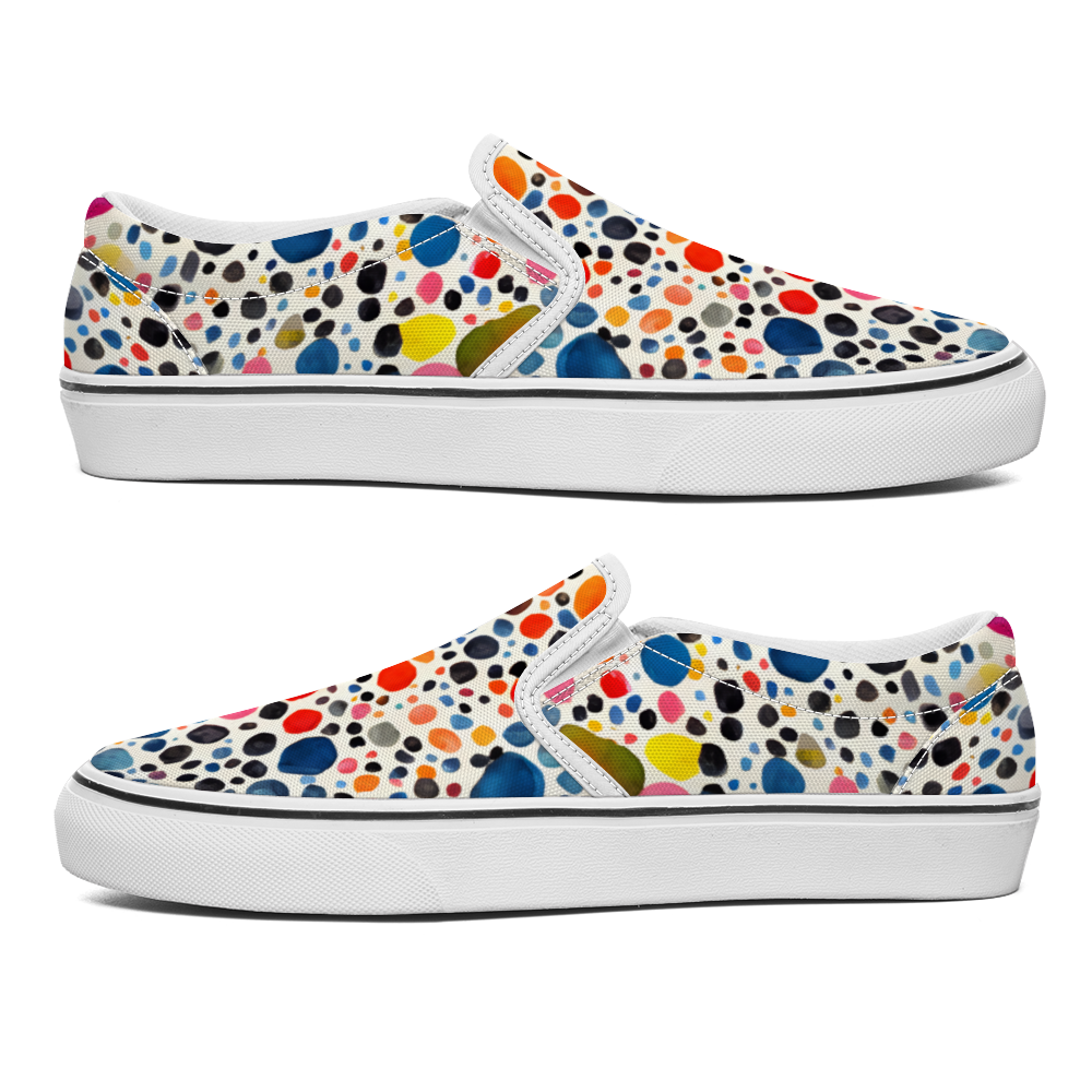 Polka Dots Pattern Collection - Unisex Slip-On Canvas Sneakers
