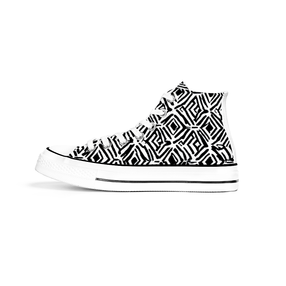 Hex Pattern Collection - Classic Unisex High Top Canvas Sneakers
