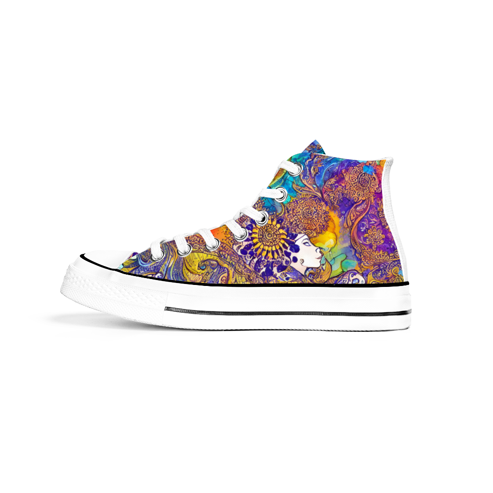 Henna Tattoo Pattern Collection - Classic Unisex High Top Canvas Sneakers