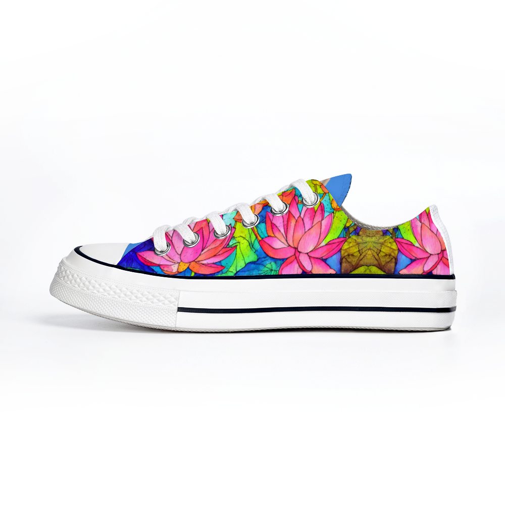 Lotus Flowers Collection - Classic Unisex Low Top Canvas Sneakers
