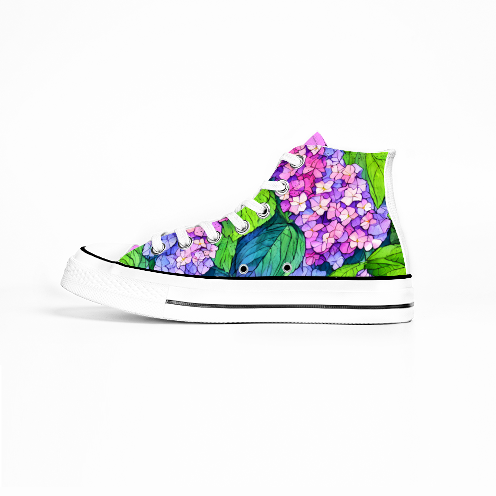 Hydrangea Flowers Collection - Classic Unisex High Top Canvas Sneakers