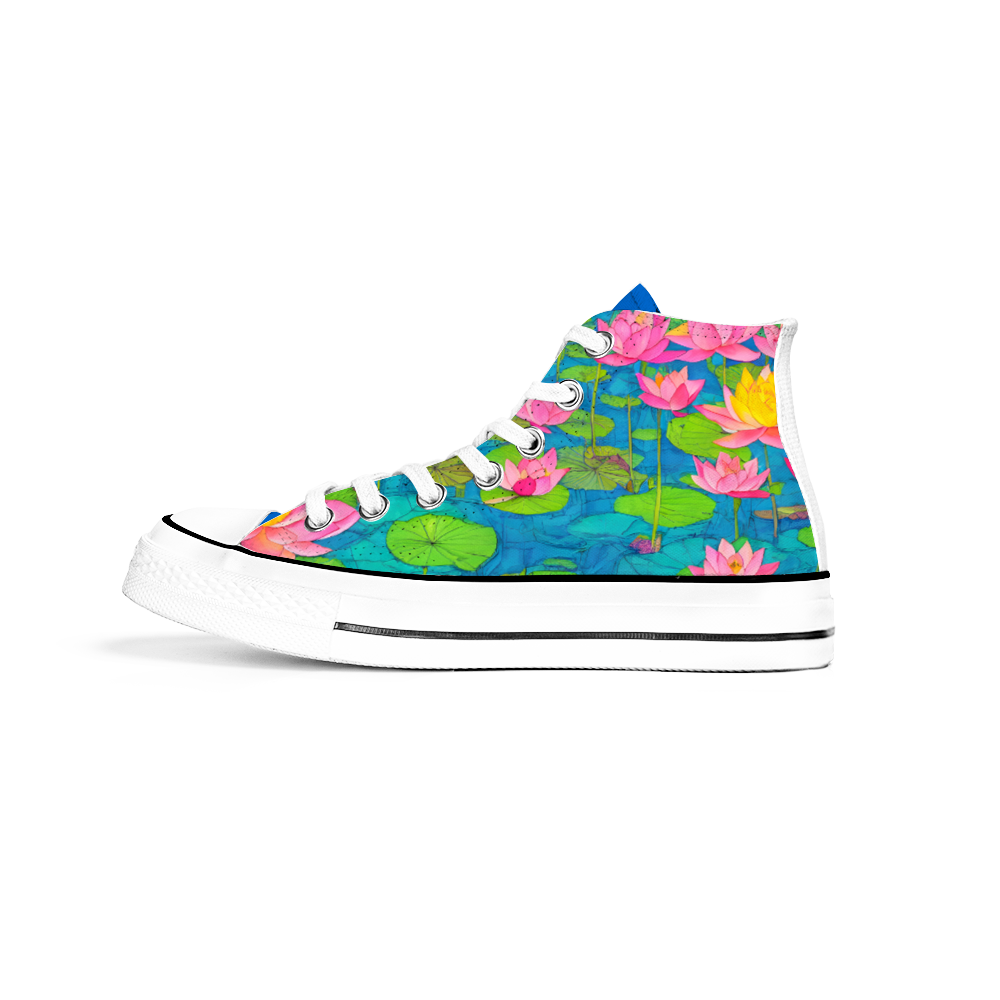 Lotus Flowers Collection - Classic Unisex High Top Canvas Sneakers