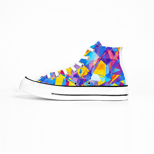 Kaleidoscope Pattern Collection - Classic Unisex High Top Canvas Sneakers